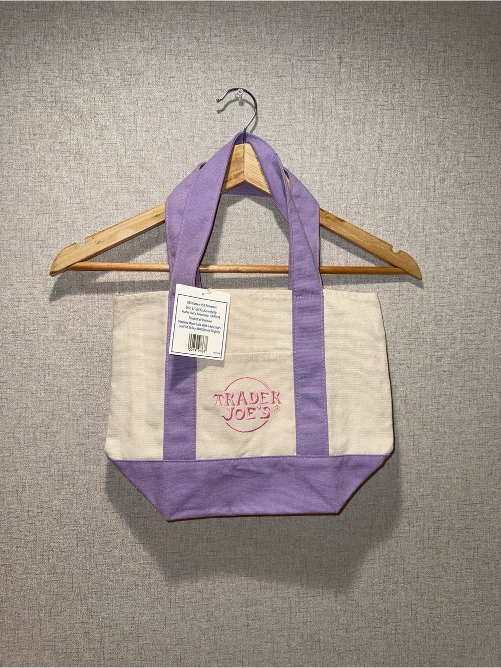 {Trader Joe’s} Pastel Lavender-Trim Canvas Tote Bag